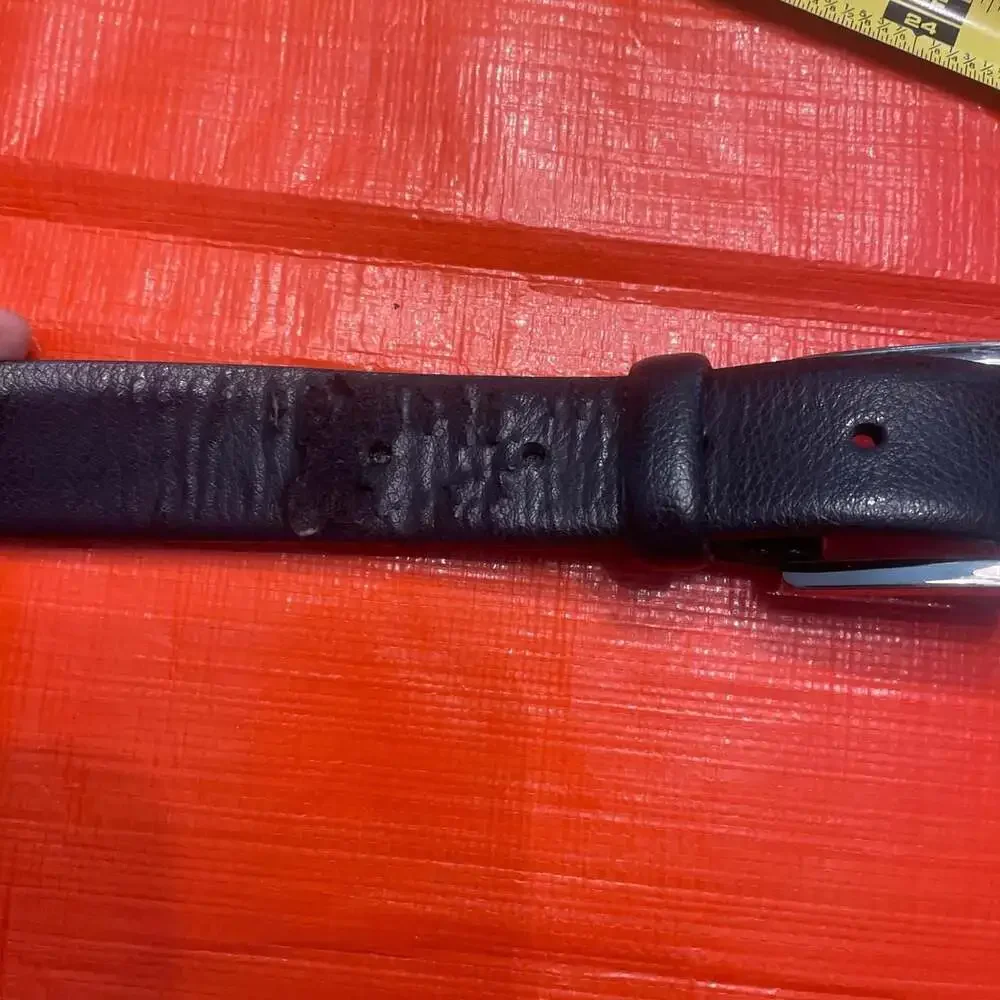Italian Leather Pebbled Black Belt with Silver Buckle Style 9511